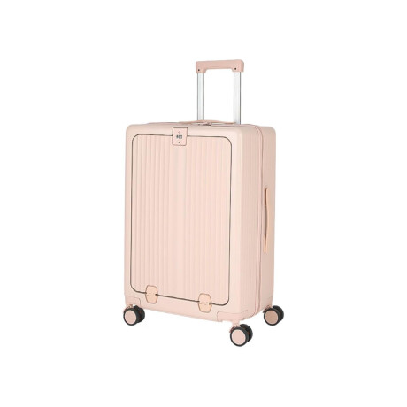 Valija Carry On Rígida Con Bolsillo Exterior Rosa