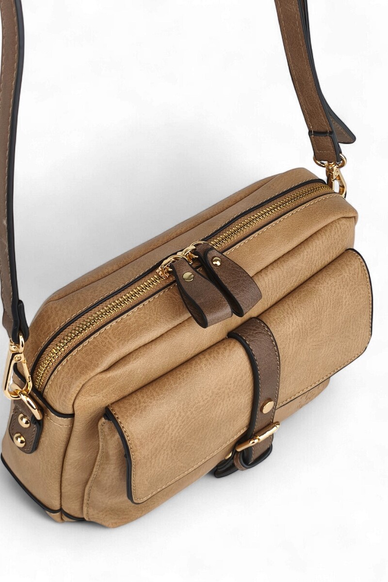 Cartera bandolera Marrón con beige