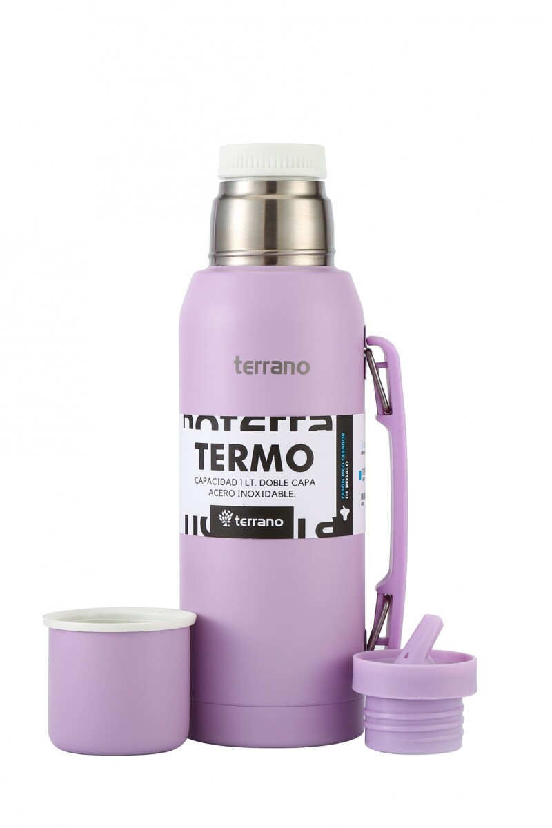 TERMO PREMIUM DE 1LT TERRANO CON MANIJA LILA