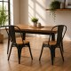 Set X2 Silla Tolix asiento en madera vintage NEGRO
