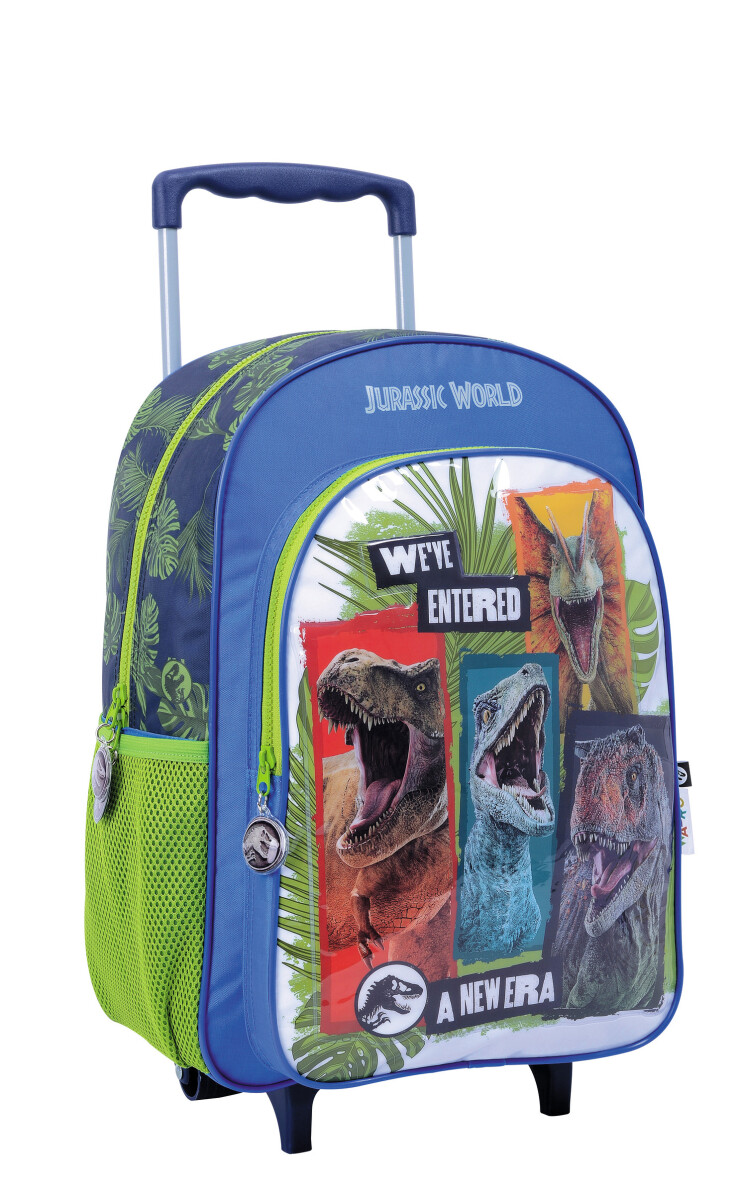 Mochila Jurassic Park c/Carro Jurassic World - Azul - Verde 