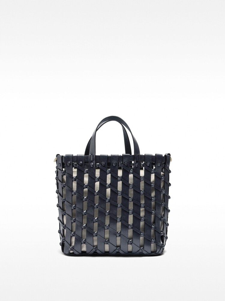 Bolso Tote Trenzado Con Nudos azul-marino
