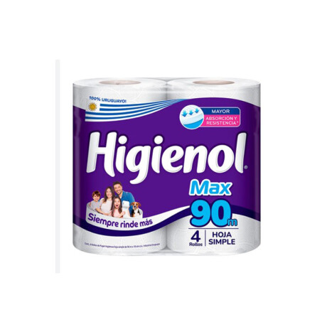 Higienol papel higiénico Max 90m x4 rollos