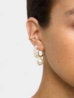 Set De Pendientes Y Earjackets Con Perlas blanco