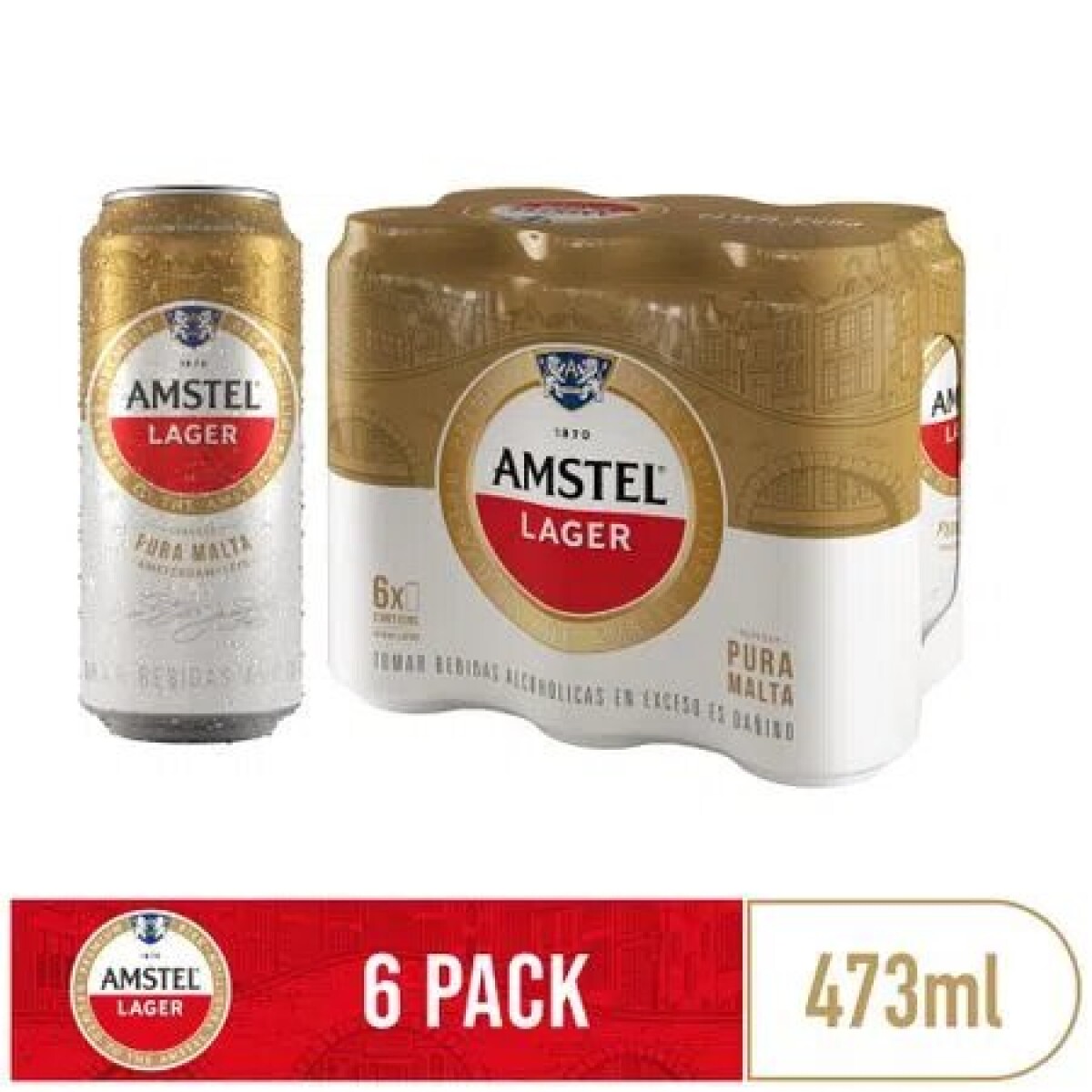 Pack X6 Cerveza Amstel Lager 473ML Lata - 001 