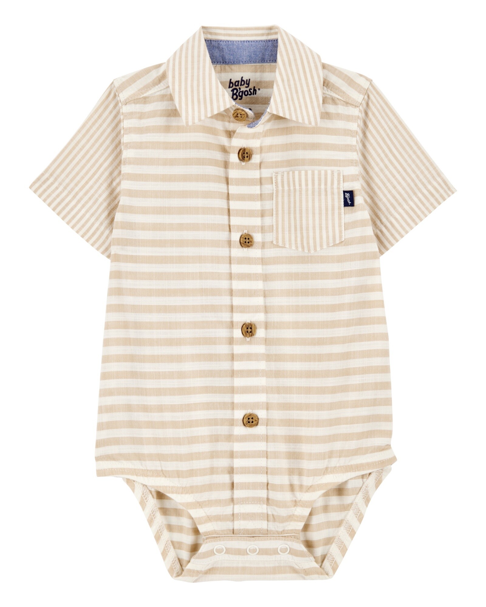 Body tipo camisa, de algodón, diseño a rayas Sin color