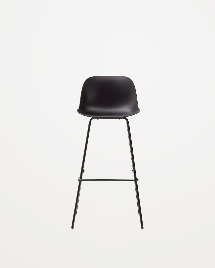 Taburete Altea negro y patas de acero con acabado negro 75 cm