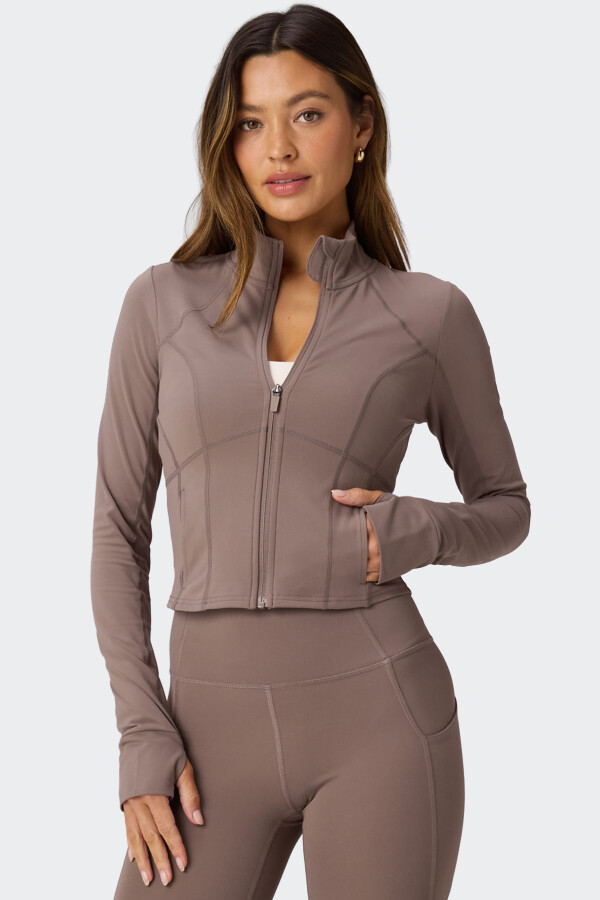 Campera Fabletics Perfect Storm Cropped Marrón