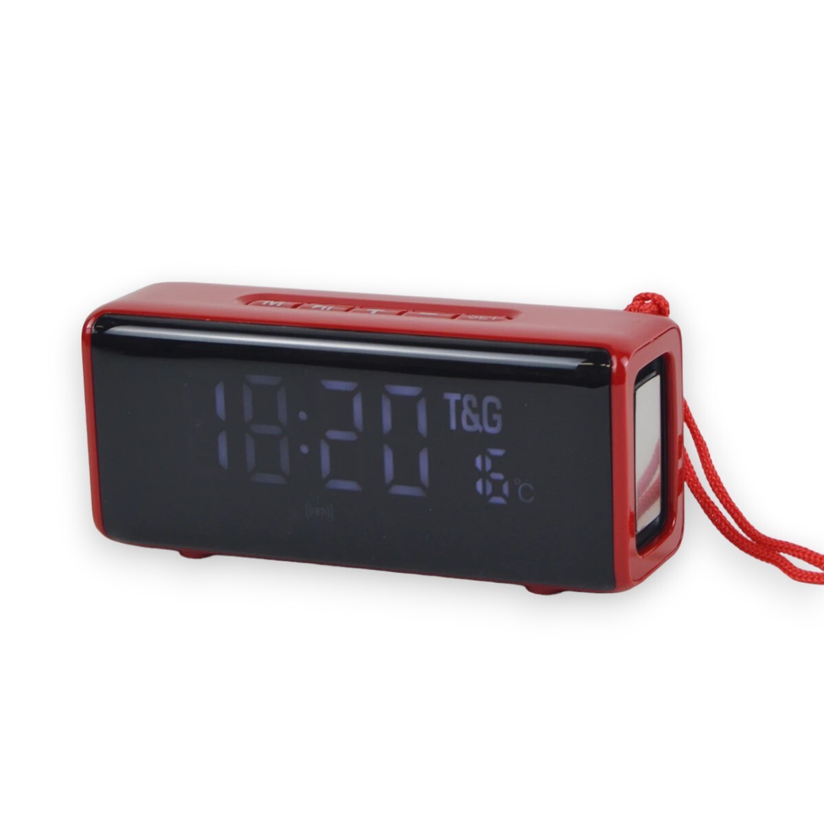 Reloj Despertador Y Parlante Bluetooth Fm Usb Sd A Batería - Rojo 