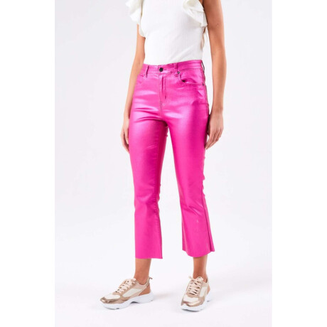 Crop Flare Waxed Fuscsia
