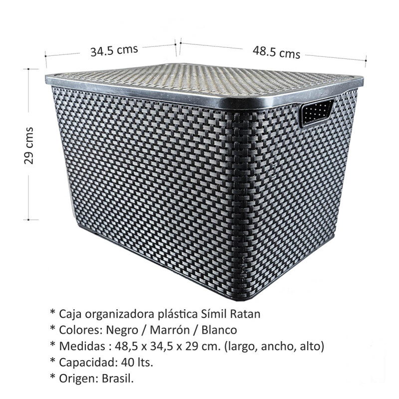 Set x2 Caja ratán 40 lts NEGRO