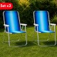 Set X 2 Sillas Altas Aluminio Clásica A Rayas AZUL