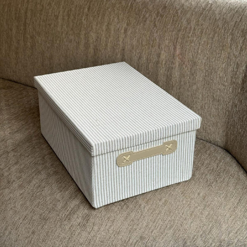 Caja rayas con manija y tapa S