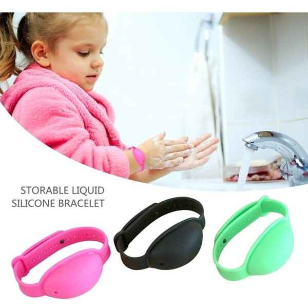 Pulsera Dispensador De Alcohol En Gel Recargable Color Variante Rosa