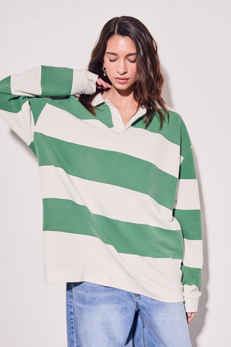 Sweater Polo Rayas Verde