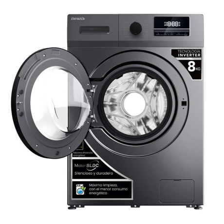 Lavarropas Automático Carga Frontal AIWA 8KG Inverter Gris AWLT08G