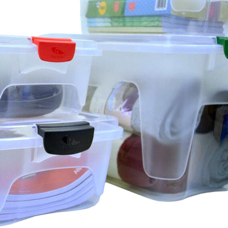 Set x3 Caja organizadora 50 lts de plástico reforzada TRANSPARENTE