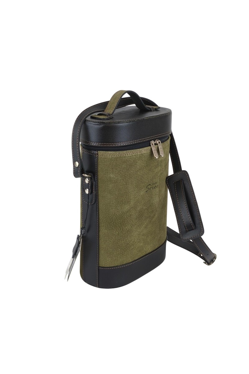 Matera de cuero combinada con pecari verde