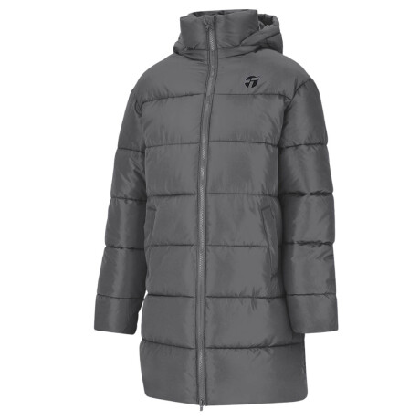 Campera Topper Dama Puffer C/Capucha Cuello Alto Gris