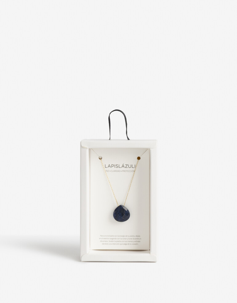 Cadena Corta con Dije Piedras Cadena Acero Healing Rituals Amazonita - Azul Oscuro