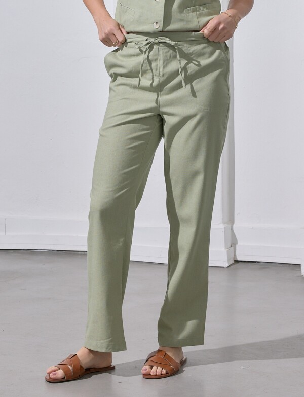 Pantalon Lino Solid VERDE