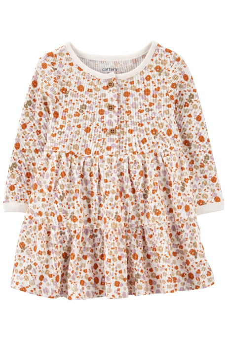 Vestido de algodón térmico, diseño floral Sin color