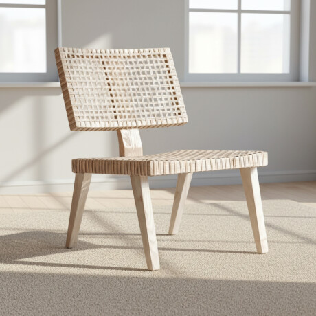 BUTACA RATTAN-Y-MADERA NATURAL-BEIGE LAZY NATURAL