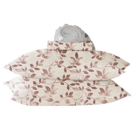 Juego de Sabanas 2 Plazas Suaves Estampado Calidad Frescas Variante Diseño Hojas Color Bordo