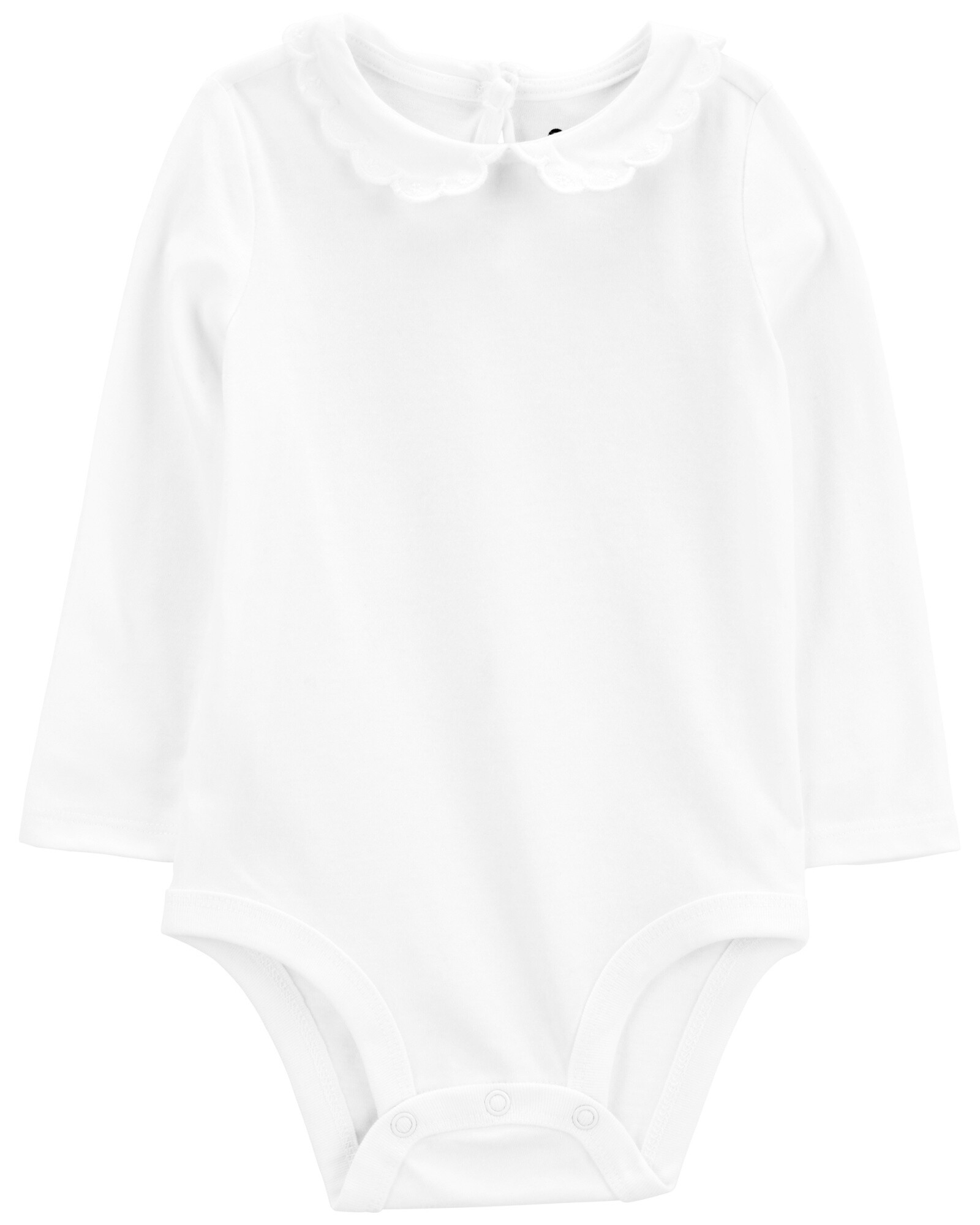 Body de algodón, con cuello mago bordado, blanco Sin color