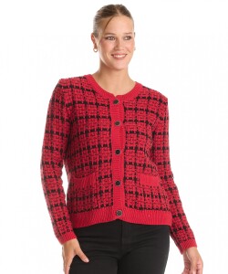 Cardigan Tejido Cuadrille ROJO/NEGRO
