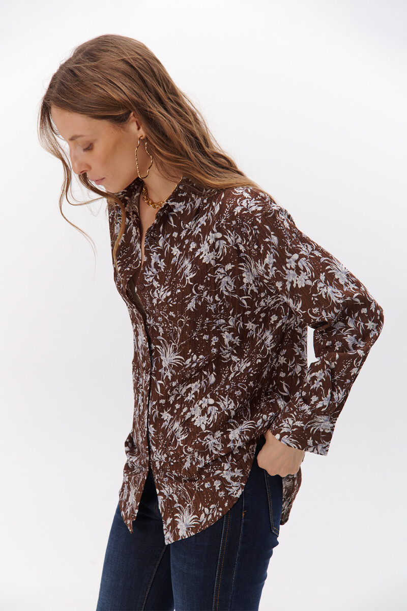 CAMISA JULIETA FLORES CHOCOLATE