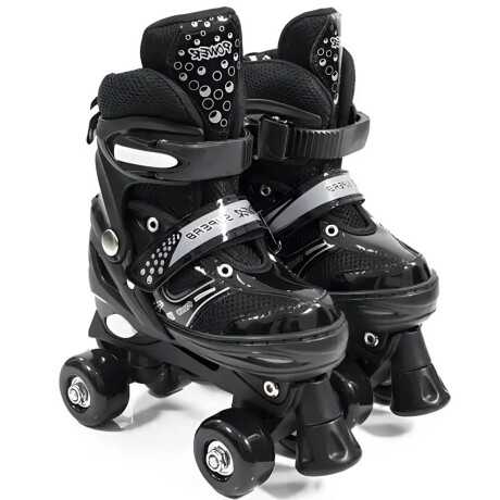Patines Roller 4 Ruedas Pvc Infantil Ajustable Negro