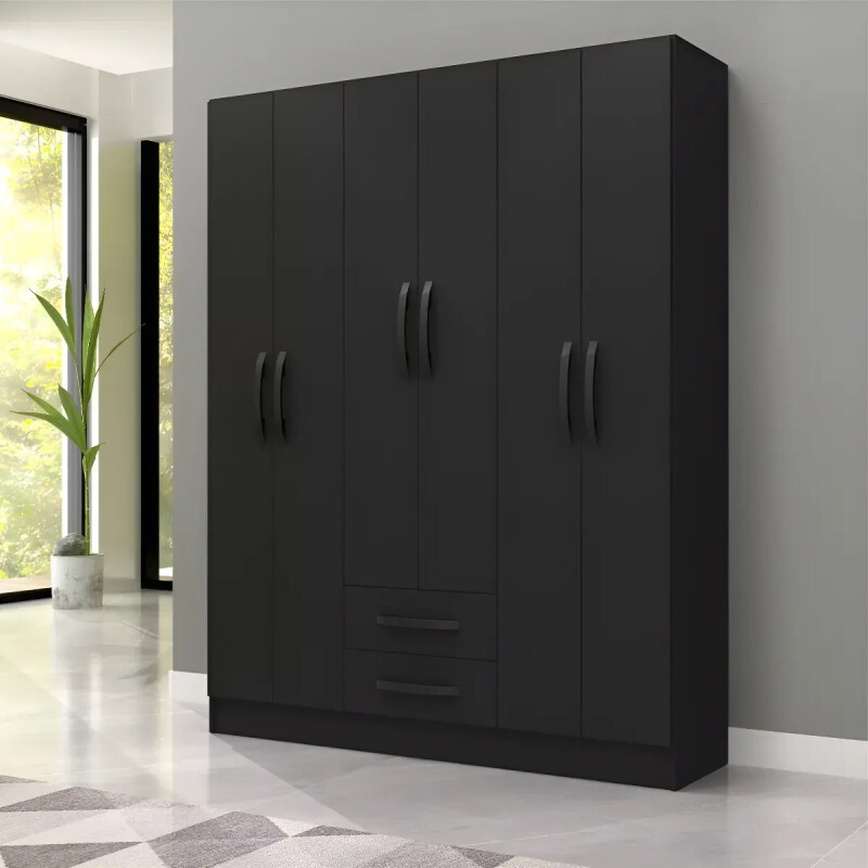 Ropero 6 Puertas 2 Cajones Armario Placard Roperia Color Negro Ropero 6 Puertas 2 Cajones Armario Placard Roperia Color Negro