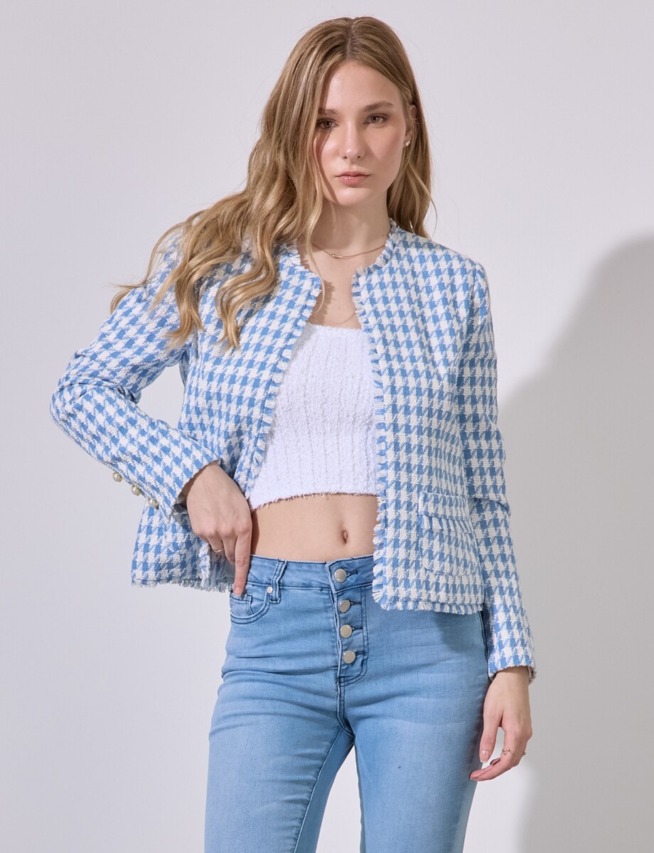 Chaqueta Tweed Crop - Celeste/multi 