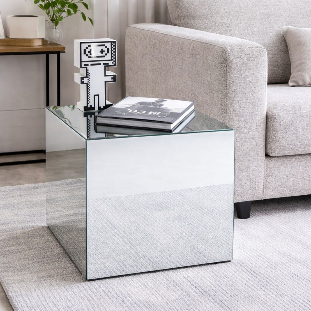 MESA AUXILIAR LUXY MIRROR Plateado CUADRADO/A 