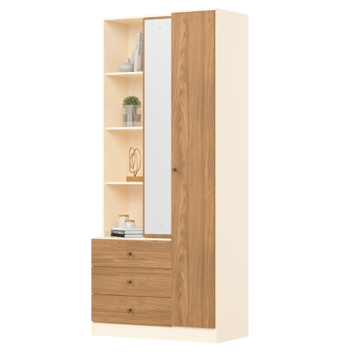 ROPERO 2 PUERTAS GUARDARROPA ARMARIO PLACARD CLOSET CON ESPEJO Y ESTANTES - MARRÓN 