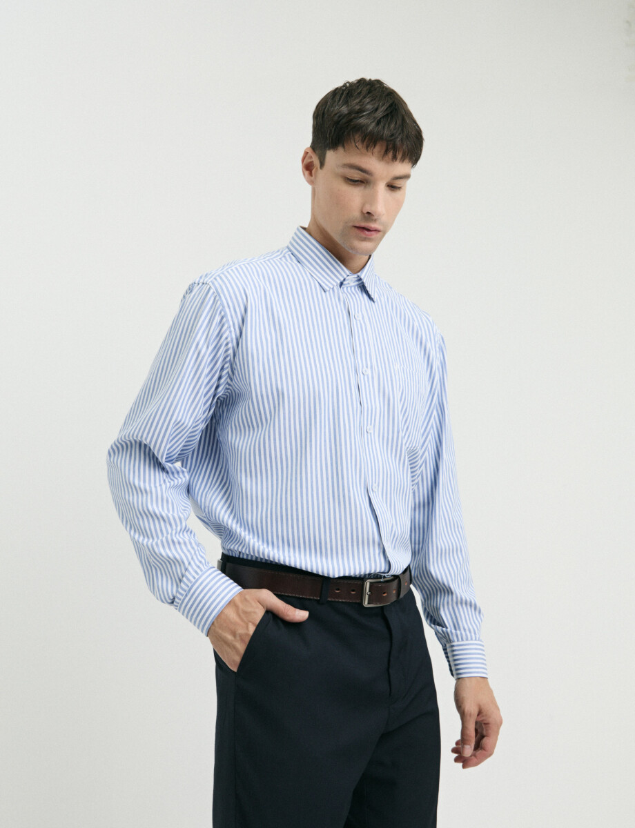 012626 CAMISA HARRINGTON LABEL Blanco/celeste