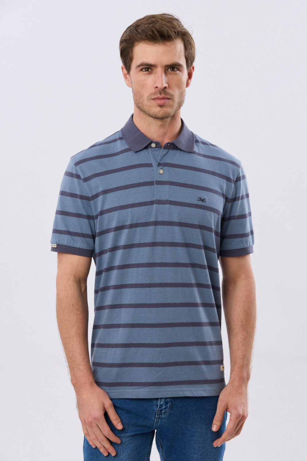 REMERA POLO RAYADA JERSEY Piedra