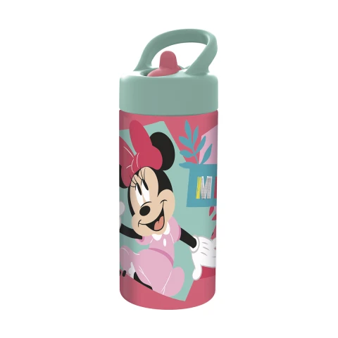 Botella Plástica con Pajita Minnie 410 ml U