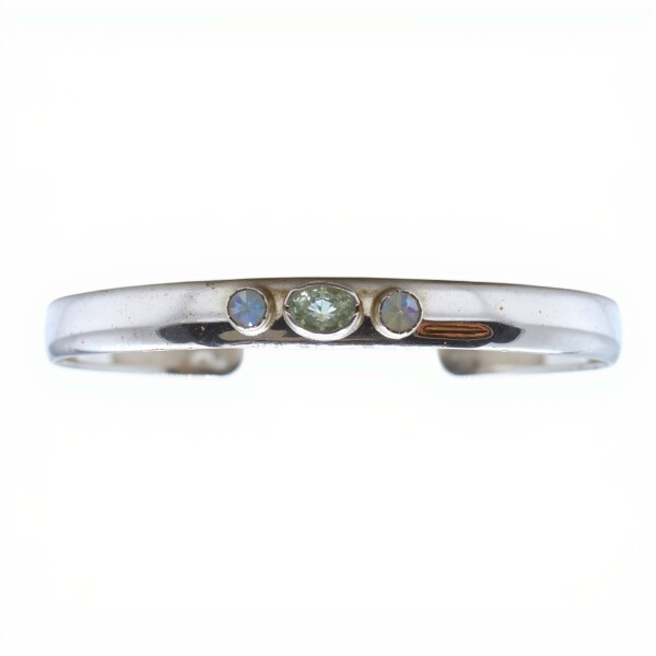 Brazalete Agra- Plata 925 rodinada-Piedra luna y Peridoto-BR2011 conpiedra
