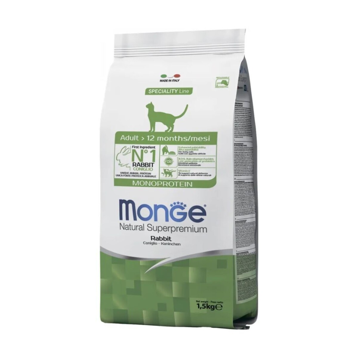 MONGE CAT ADULT RABBIT MONOPROTEINA 1.5 kg - Monge Cat Adult Rabbit Monoproteina 1.5 Kg 