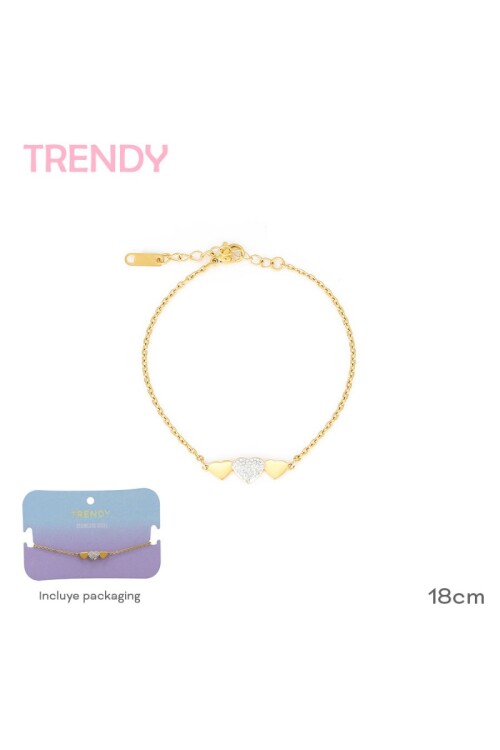 Pulsera tres corazones Dorado
