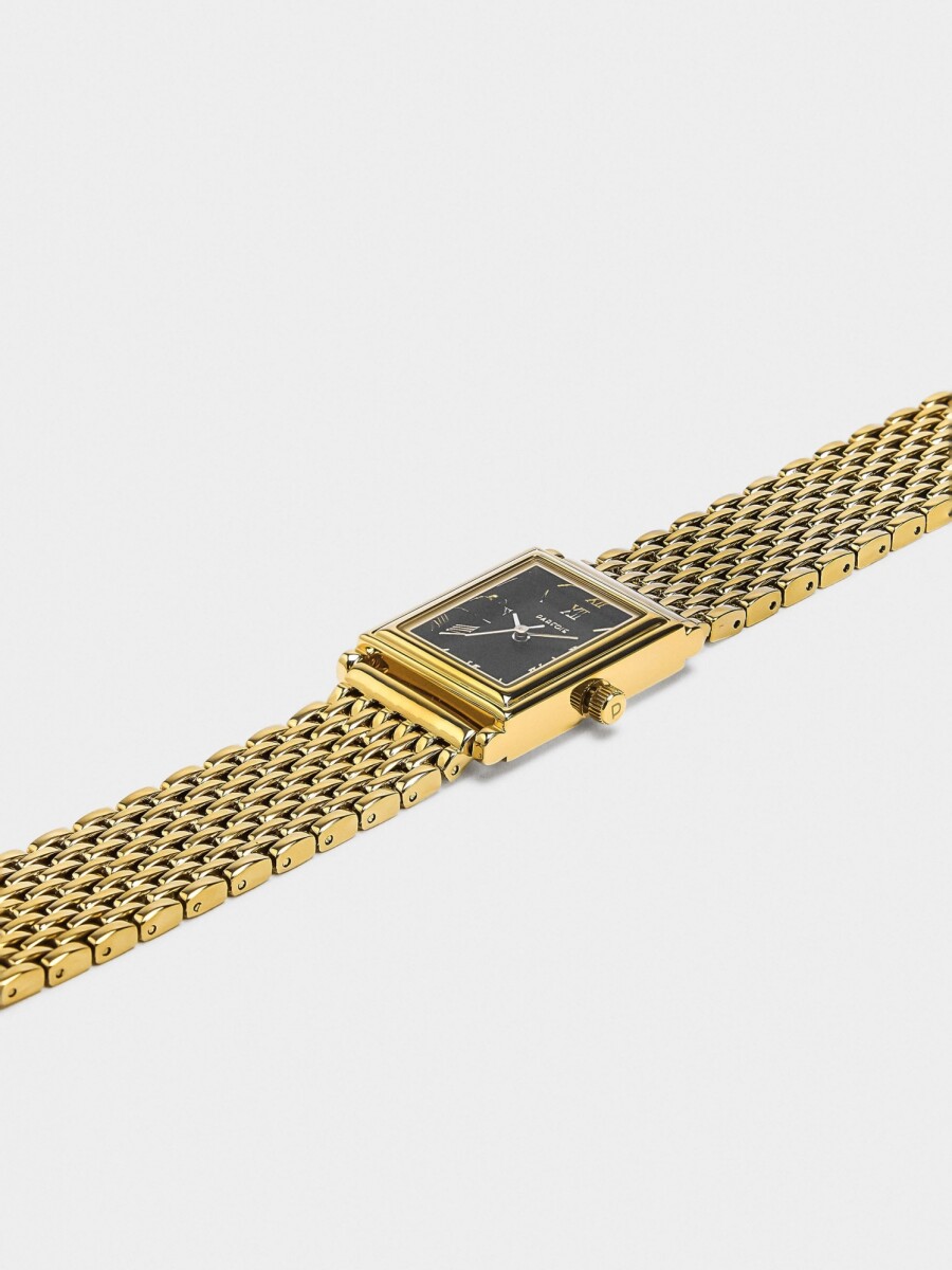 Reloj Cuadrado Con Pulsera De Acero Inoxidable dorado