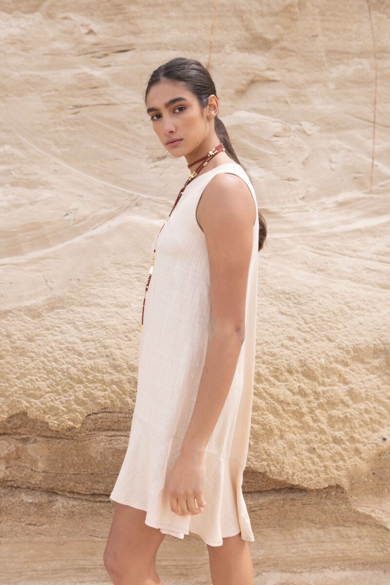 VESTIDO FOLK Beige
