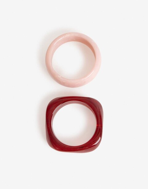 Pulseras Rígidas Sets Acrilico Set De Pulseras Resina - Rojo Burdeaux