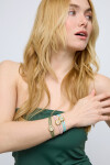 PULSERA DE CUERO DOBLE VERDE CON DETALLE DE OJO EN ALEACIÓN DE METALES BAÑADO EN ORO 18K Y CRISTAL Pulsera