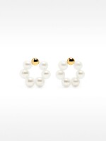 Pendientes Redondos Con Perlas De Agua Dulce dorado