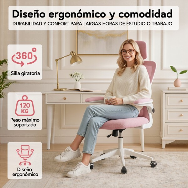 Silla de escritorio Oficina Sillon Ejecutiva Ergonomica Apoyabrazos Regulables IMBACK Color Rosa Silla de escritorio Oficina Sillon Ejecutiva Ergonomica Apoyabrazos Regulables IMBACK Color Rosa