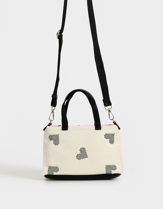 City Cartera City Corazones - Blanco Crudo