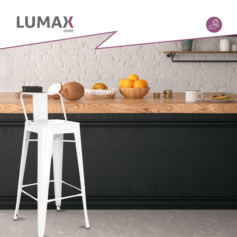 Taburete Tolix en metal con respaldo Blanco